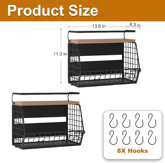 Fruit Basket 2 IN 1 Magnetic & Hanging Wall Produce Basket with Spice Rack for Potato and Onion Storage for Pantry,Kitchen Countertop and Fridge Organizer 2 PCS - Image 8