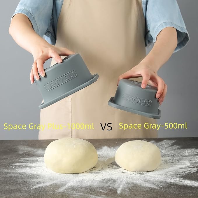 PLUS 1000ml Pizza Dough Proofing Boxes for DIY Artisan Pizza, Food Grade Silicone Stackable Containers with Lids, Sturdy Reinforced Steel. Freezer, Fridge, Dishwasher Safe (4Space Grey Plus) - Image 7