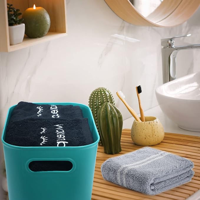 8 Pieces Colorful Storage Bins with Lid, Plastic Storage Basket Organizing Container Stackable Box with Handle for Shelves Desktop Playroom Office(10.2 x 7 x 6.3 Inch,Multi-colored) - Image 5