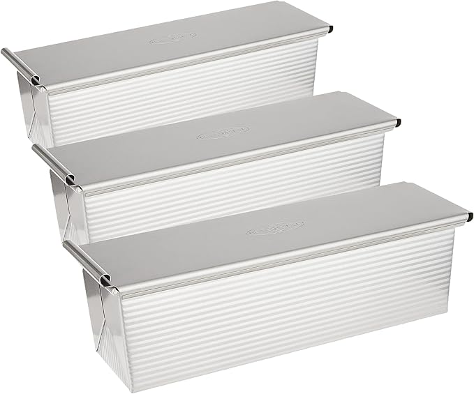 USA Pan Bakeware Pullman Loaf Pan with Cover,13 x 4 inch,Nonstick & Quick Release Coating,Made in the USA from Aluminized Steel,(Pack of 3) by USAPan
