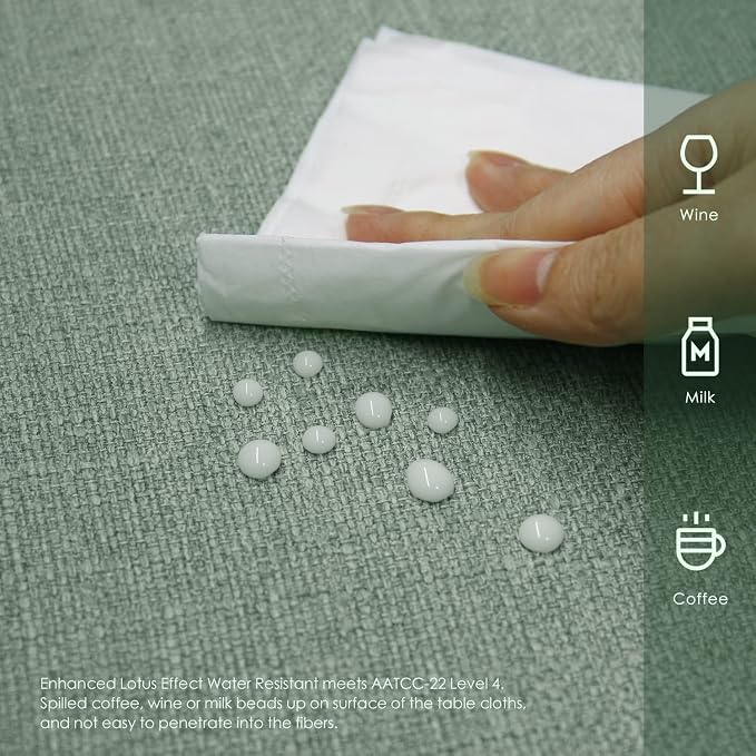 BALCONY & FALCON Rectangle Table Cloth Waterproof Celadon Green 70"x55" | Rectangular Washable Wrinkle Resistant Table Cloth Linen Fabric Tablecloths for Dining Party Kitchen Wedding and Outdoor Use - Image 3