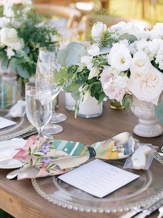 Easter Eggs Cloth Napkins Set of 8, Spring Watercolor Bunny Butterflies Floral Pink Buffalo Plaid Dinner Napkins Cloth Washable, Cocktail Napkins Reusable for Wedding, Party, (20"x20") - Image 4