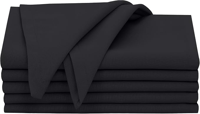 Ruvanti Cloth Napkins Set of 6, 18x18 Inches, 100% Cotton, Washable, Soft & Absorbent, Perfect for Wedding, Christmas, ‎Thanksgiving Dinners - Black Beauty - Image 9