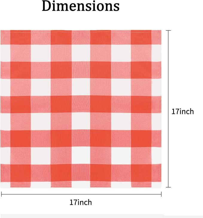 Buffalo Plaid Table Napkins Set of 12 Checkered Cloth Napkins 17x17 inch Washable Dinner Gingham Pattern Napkins Soft Napkins for Wedding Party Dining Banquet(Red and White) - Image 2