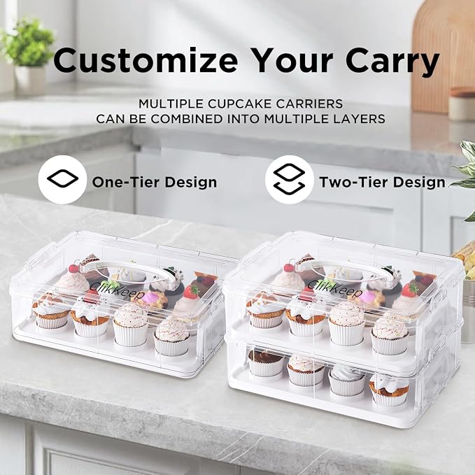 Cupcake Carrier with Lid and Handle,Cookie, Cake, Cupcake and Brownie Storage Carrier, Holds 12 Standard Cupcakes - Image 5