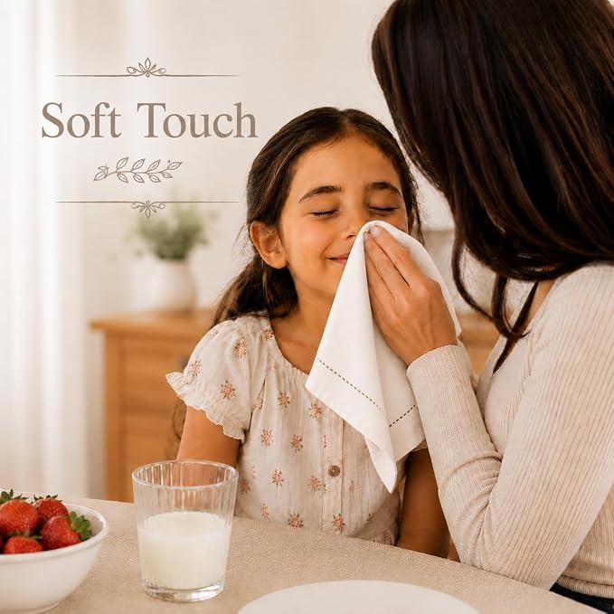 Cotton Cloth Napkins Set of 12, 18x18 Cotton Napkin Cloth Washable, Soft, Reusable Napkins for Wedding, Parties, Christmas, Thanksgiving, Everyday Use (Off White) - ALPHA Living HOME - Image 9