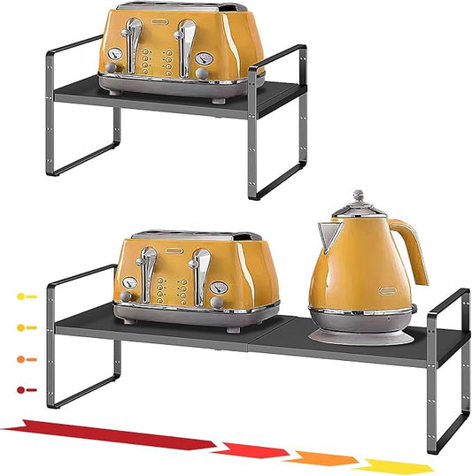 16.5~27.1" Expandable Shelf，1Pack 8.1" Wide Adjustable Height Cabinet Shelves，Black by Unknown