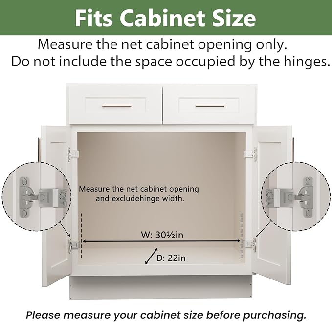 Pull Out Cabinet Organizer 30" W x 21½" D, Heavy Duty Cabinet Pull Out Shelves, Slide Out Drawers Organization for Kitchen Cabinets Bathroom - Image 4