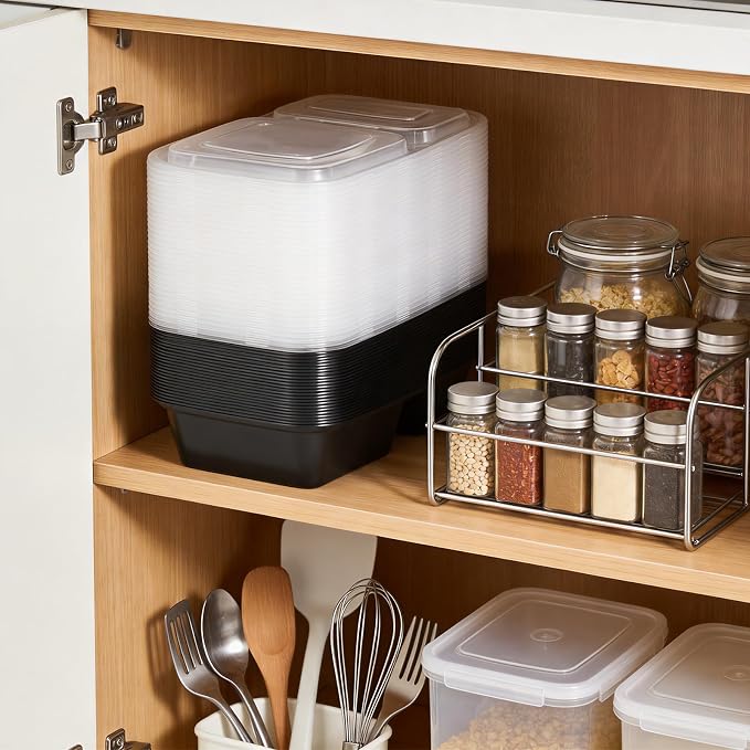 Glotoch 100 Pack(200-Piece)32oz 2-Compartment Meal Prep Containers with Lid | Food Storage Containers with Lids,Microwave Freezer Dishwasher Safe,Sturdy Leakproof&BPA Free Bento Box for To Go Take Out - Image 8