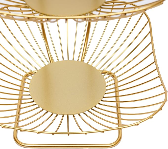 3-Tier Fruit Basket for Kitchen Counter, Gold Metal Countertop Fruit Vegetables Basket Bowl Storage,Fruits Holder Stand for Bread Snack Veggies Produce Storage - Image 5