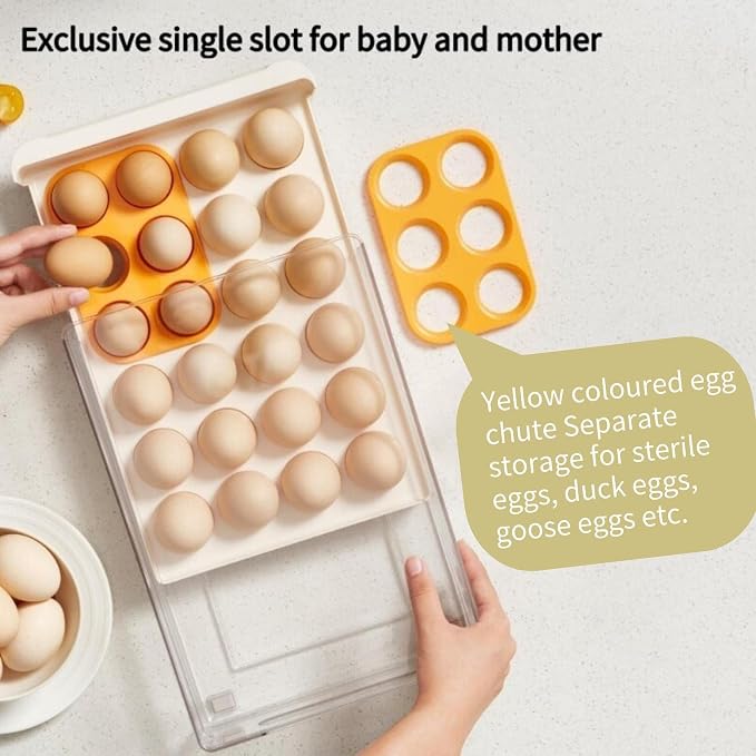 Egg Storage Container - BPA Free Refrigerator Organizer Bins, Stackable Egg Holder, 24 Egg Tray, Clear Egg Drawer - Image 3