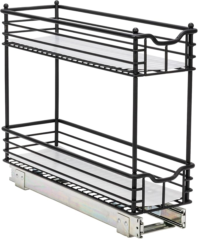 Household Essentials Matte Black Steel Two-Tier Pull-Out Organizer - Image 9