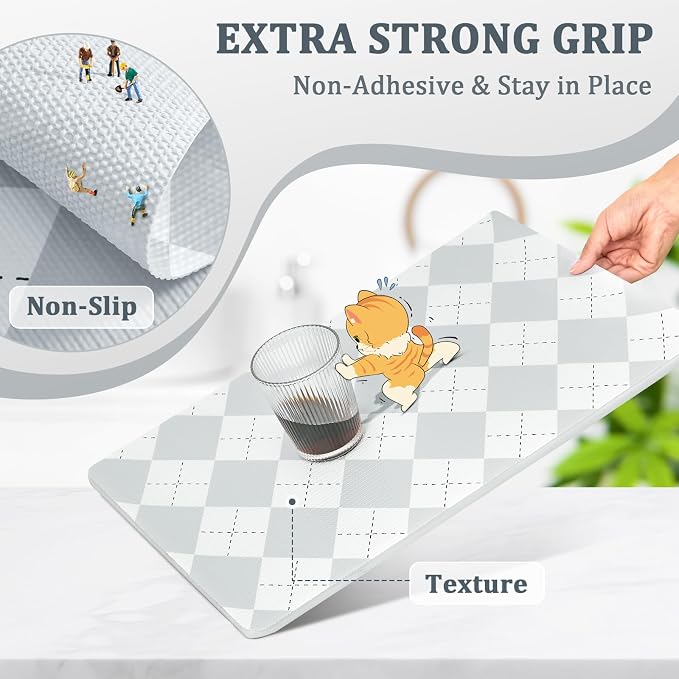 Shelf Liner for Kitchen Cabinets and Drawers, 24" x 240" Gray | Non-Adhesive Design, Waterproof & Non-Slip Protection, Easy Cut to Fit, Washable and Reusable, Pantry Storage - Image 2
