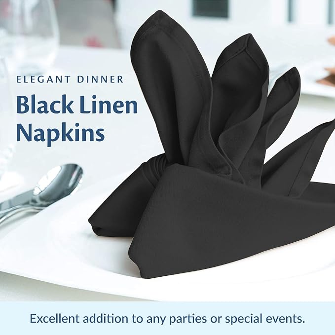 Black Cloth Napkins 20" X 20" Bulk Sets, Restaurant Quality | Elegant Clean-lined Hemmed Edges, Square, For Weddings, Hotels, Restaurants, And Classy Home Dinners - Image 2