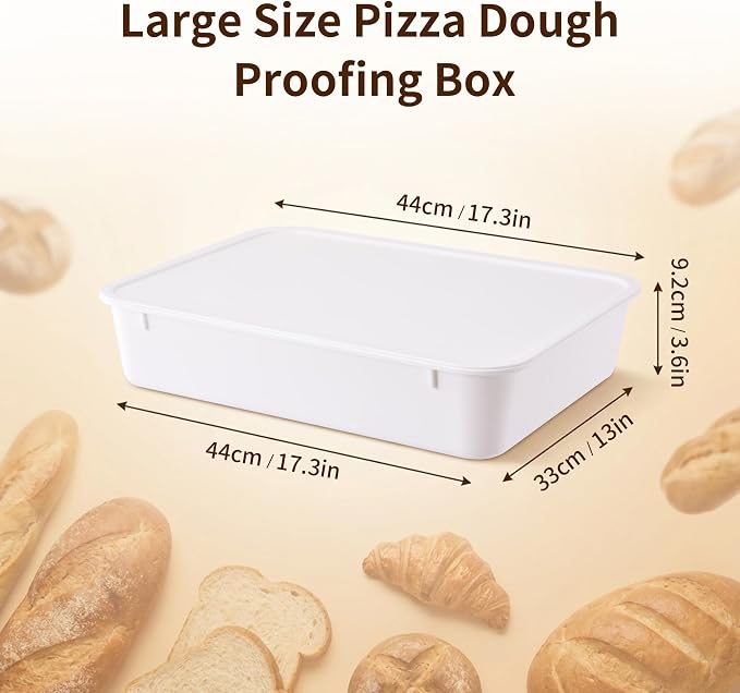 KONGDY 3-Pack Pizza Dough Proofing Box with Lids Dough Proofing Container | BPA-Free Commercial Storage Trays, 17.3"x13"x9.6" Bread Proofing Box for Pizza Dough Raiser Refrigerator Organization - Image 2