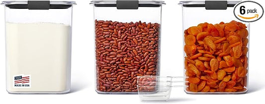 Rubbermaid Brilliance BPA-Free Food Storage Containers with Lids Airtight Kitchen and Pantry Organization Set Includes 3 Containers and Scoops Clear 16 cups by Unknown