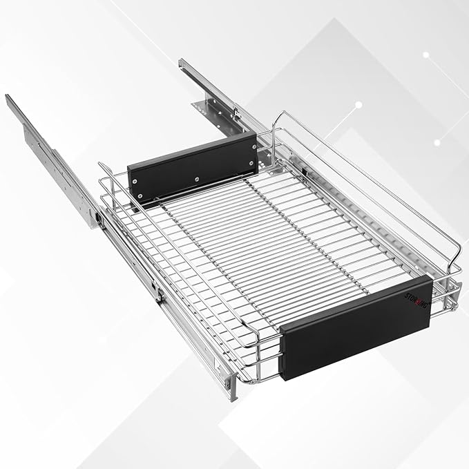 Expandable Pull Out Cabinet Organizer, Slide Out Drawers for Kitchen Cabinets, Heavy Duty Storage Drawers, Chrome Plated Cabinet Wire Shelf, Adjustable Width 12.5~20.2" W x 17.3" D - Image 6