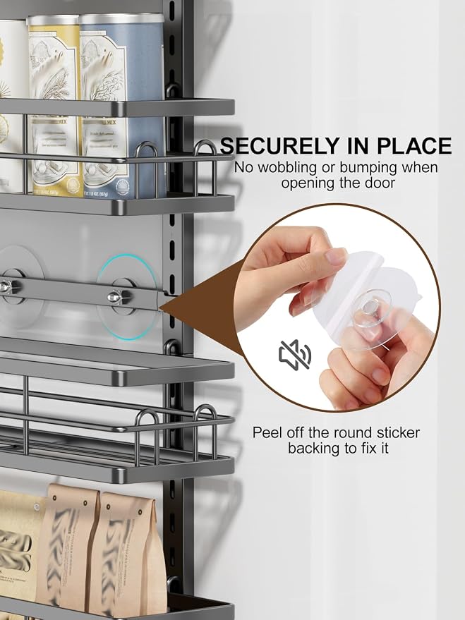 Delamu 9 Tier Over The Door Pantry Organizer, Pantry Organization and Storage, Hanging Spice Rack for Pantry Door Organizer, Metal Pantry Door Shelves for Kitchen Bathroom Laundry Room,15.3" Black - Image 6
