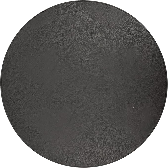 Morgan Faux Leather Round Set of 12 Placemats, 15", Black, Heat Resistant, Stain Resistant, Non-Slip, Reversible, Durable Table Mats for Kitchen, Dining Table, Indoor Washable Use - Image 4
