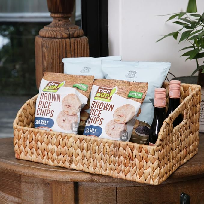 Pantry Baskets and Organizers, Large Wicker Baskets for Shelves, Handwoven Labeled Storage Basket for Organizing with Handles-Water Hyacinth Storage Bins, Boho Decorative, 3Pack, Natural - Image 7