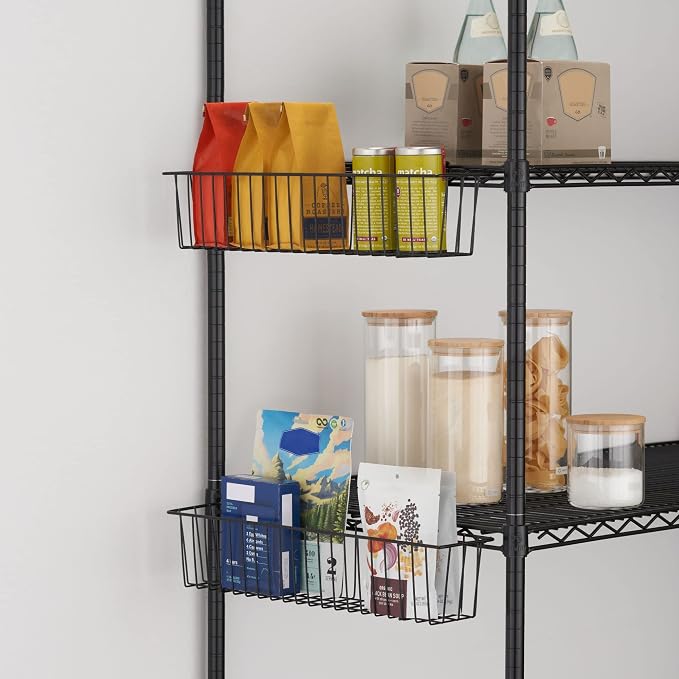 TRINITY 21-Inch Metal Hanging Basket to Use With Shelf Units and Storage Racks for Garage, Kitchen, and Closet Organization, NSF Certified, 20 Pound Capacity, Black, 2-Pack - Image 7