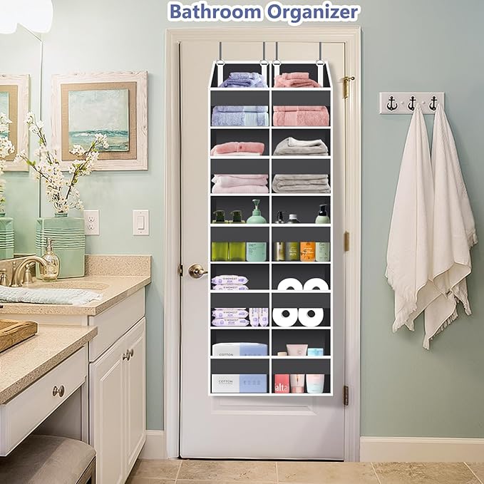 Heavy Duty Over The Door Organizer 5 Tiers, Extra Large Behind Door Storage of 10 Front & 10 Mesh Pockets, 80lb Weight Capacity, Hanging Doors Storage for Closet Bedroom Nursery, Dark Gray - Image 7