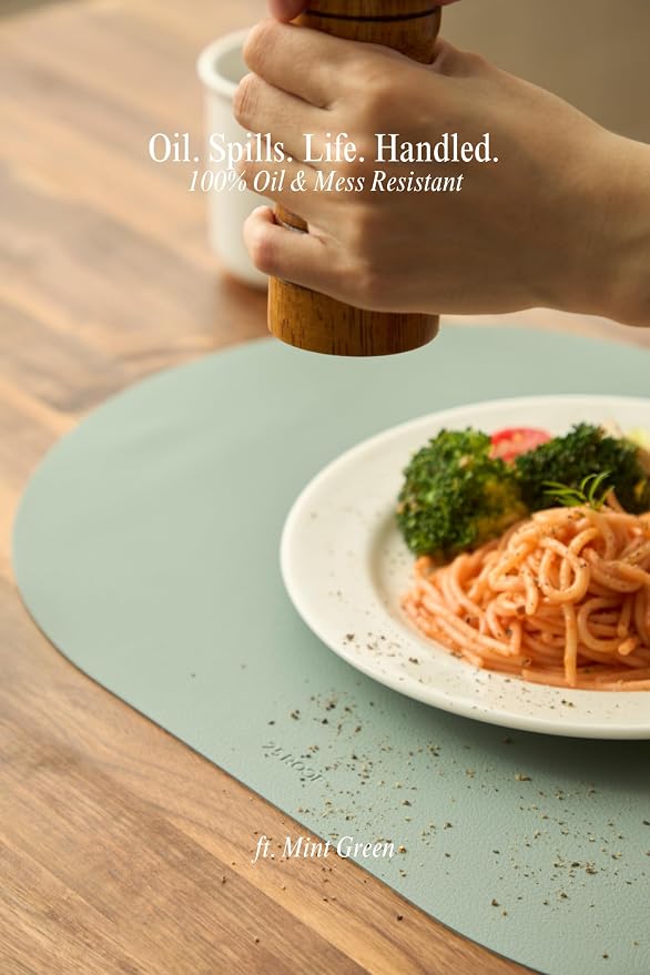 Matt Multi-Color Oval Silicone Placemats Set of 4 – Heat Resistant, Waterproof, Easy to Clean Non-Slip Modern Dining Table Mats – Premium Leather Textured Japandi Kitchen Decor - Image 7