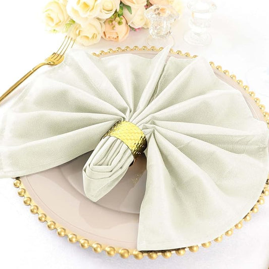 Efavormart Premium Cloth Napkins Set of 5, 20x20 Inch Ivory Seamless Dinner Napkins, Washable Linen Table Napkin Cloth with Hemmed Edges for Weddings, Party and Banquet by efavormart