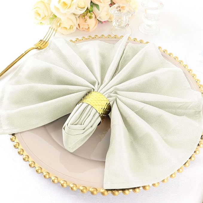 Efavormart Premium Cloth Napkins Set of 25, 20x20 Inch Ivory Seamless Dinner Napkins, Washable Linen Table Napkin Cloth with Hemmed Edges for Weddings, Party and Banquet - Image 2