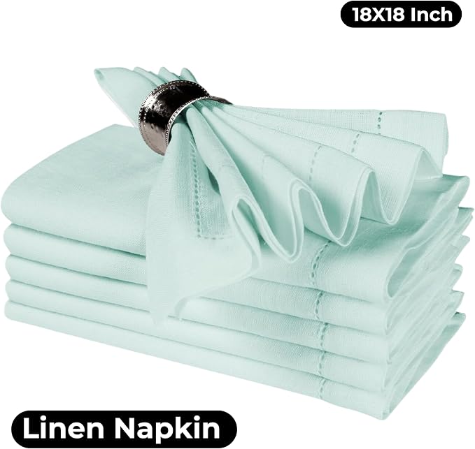 BEDDING CRAFT Linen Cloth Napkins Set of 4, 18x18, Pastel Blue | Soft Durable Washable -Ideal for Events Wedding Christmas Thanksgiving Newyear-Perfect Everyday Use Table Linen 18x18. - Image 4