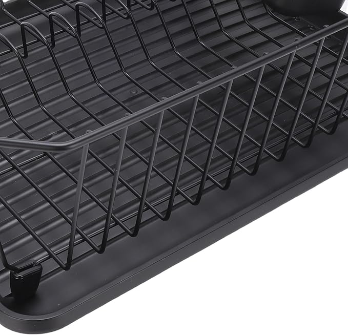 Asixxsix Dish Drying Rack, Stainless Steel Dish Drainer with Utensil Holder and Drainboard, Sink Organization and, 14" x 12" x 5" for Home and Apartment Decor (Black) - Image 8