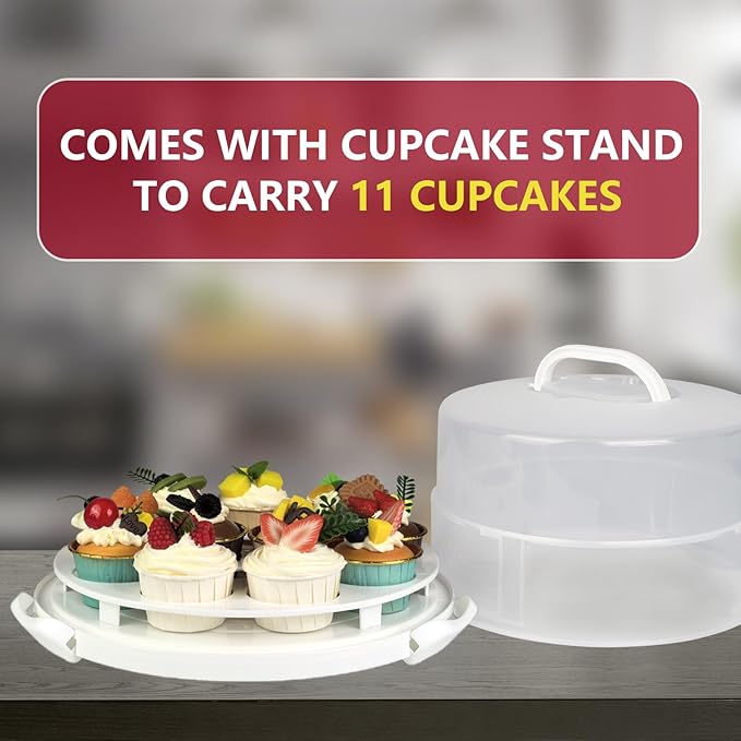 12 Inch Cake carrier Container with Lid and Handles Includes Insulated Bag for Safe Transportation of Buttercream Doesn't Melt Easy for Cakes, Pies and Cupcakes (Red) - Image 4