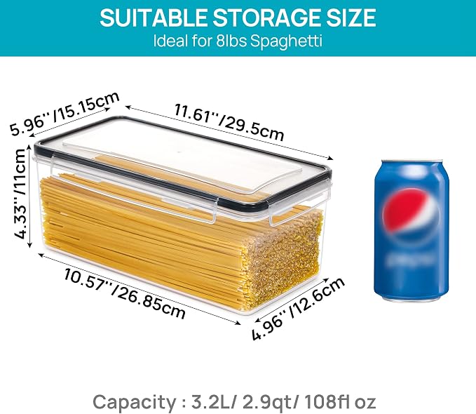 Vtopmart 4PCS Spaghetti Container with 10 PCS Flour and Sugar Storage Container - Image 2