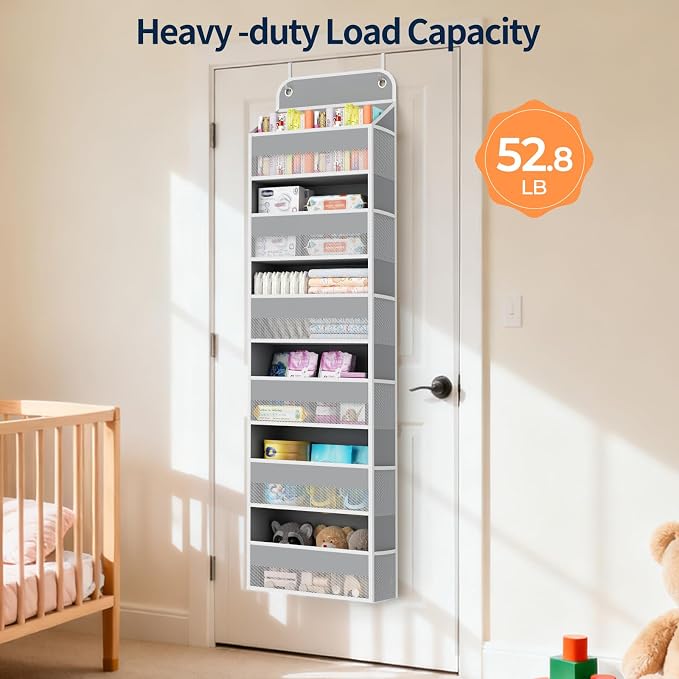 Yecaye 2 Pack Over The Door Organizer, 6-Tier Closet Door Hanging Organizer with 12 Mesh Pockets, Bathroom Organizers and Storage, Ultra Sturdy Large Capacity Over Door Storage Newborn Baby Essentials - Image 7
