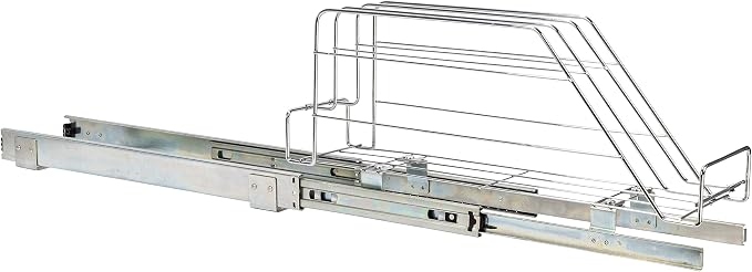 Household Essentials Glidez Multipurpose Chrome-Plated Steel Pull-Out/Slide-Out Storage Organizer for Cookware and Bakeware - Fits Standard Size Cabinet or Shelf, Chrome - Image 9