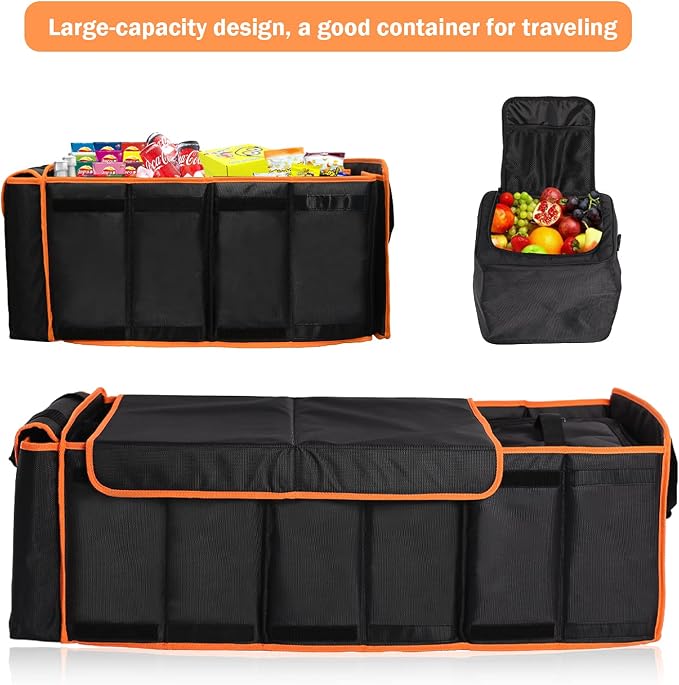 Large Trunk Organizer with Cooler, 3 Compartments SUV Cargo Organizer, Portable Trunk Organizer for suv,car,truck,rv,jeep(black) - Image 6