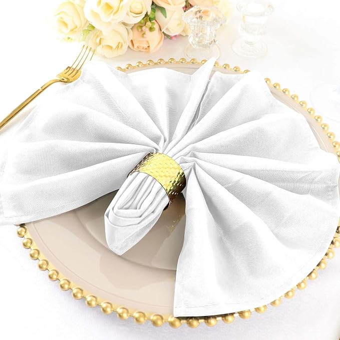 Efavormart Premium Cloth Napkins Set of 100, 20x20 Inch White Seamless Dinner Napkins, Washable Linen Table Napkin Cloth with Hemmed Edges for Weddings, Party and Banquet - Image 2
