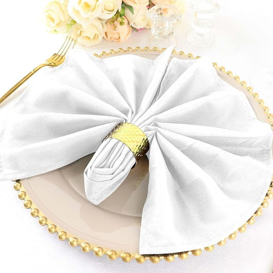 Efavormart Premium Cloth Napkins Set of 5, 20x20 Inch White Seamless Dinner Napkins, Washable Linen Table Napkin Cloth with Hemmed Edges for Weddings, Party and Banquet by efavormart