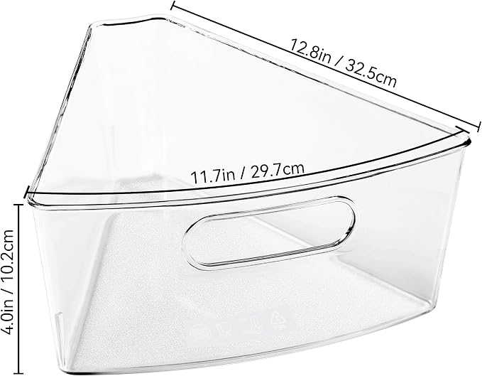 Oubonun Lazy Susan Organizers Set of 6, 12.8’’ x 11.7’’ x 4’’ Plastic Transparent Kitchen Cabinet Storage Bins with Handle, 4" Deep Container, 1/8 Wedge - Food Safe, without BPA - Image 7