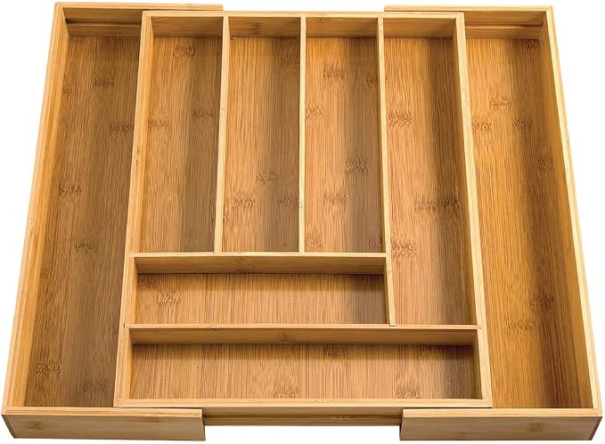 Fox Valley Traders Bamboo Expandable Cutlery and Utensil Drawer Organizer | by HMP, Adjustable Drawer Organizer by FoxValleyTradersFamilyofBrands