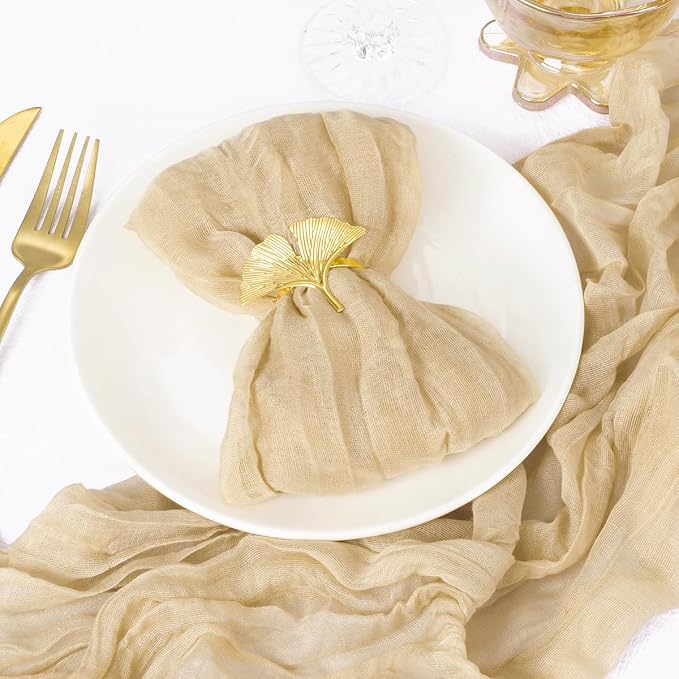 DeZerlor Champagne Washable Cheesecloth Napkins Set of 100 for Party | Reusable Summer Cloth Napkins Bulk, for Wedding Bridal Baby Shower Dinner Cocktail Birthday Home, 21x21 Inches - Image 3