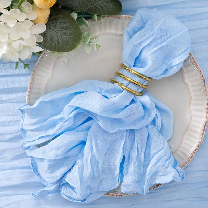 Light Blue Cheesecloth Napkins Blue Cloth Napkins Bulk,Set of 50 | 21''x21'',Washable Boho Table Gauze Fabric Napkins,for Wedding Baby Bridal Shower Dinner Party Decor by Jimtx