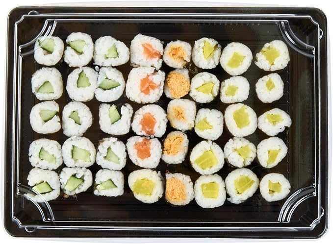 Restaurantware Plastic Sushi Trays 100 Pack of 10 x 7.2 x 1.77 Inch With Clear Lids Leak-Resistant Sushi Take Out Boxes Stackable Containers For Grab-And-Go - Image 14