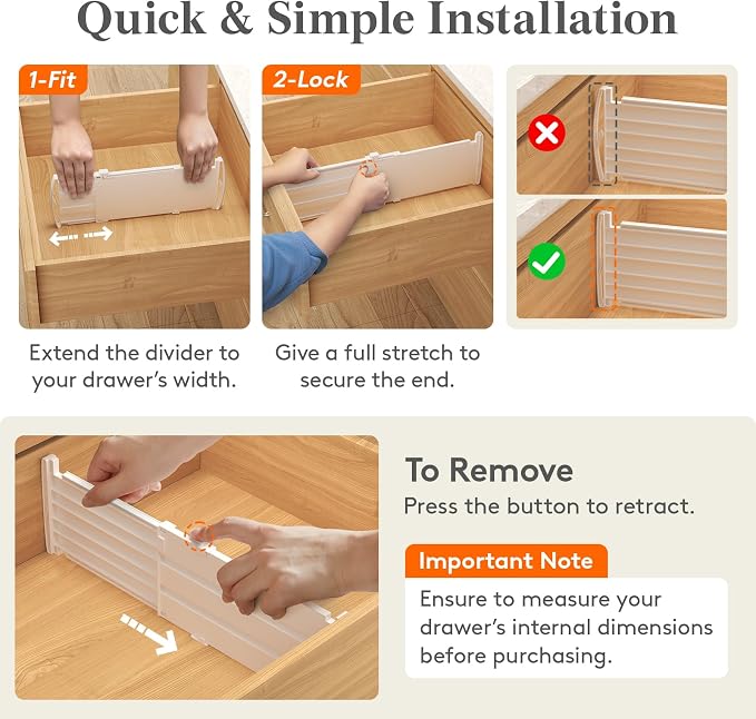 Lifewit 5" Tall Drawer Dividers, Adjustable Deep Drawer Organizer Clothes | 12 Pack 11.5"-18.5" Expandable White Plastic Separators for Dresser, Kitchen, Cabinet, Closet, Office Organization & Storage - Image 4