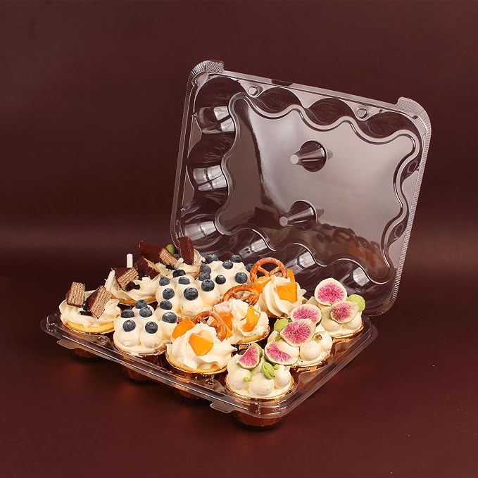 24 Count Cupcake Containers with Tall Dome Lids, 10 Pack Clear Plastic Stackable Cupcake Boxes, Detachable Covers for Frosted Cupcakes, Standard Size Cupcake Carrier for Parties, Bake Sales, Events - Image 6