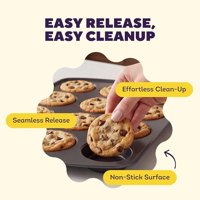 Wilton Gold Non-Stick Muffin Top Pan, Stainless Steel, 11 x 16 in. | Non-Stick Steel with Scratch-Resistant Coating, Resists Warping, Extended Handles, Dishwasher Safe, Perfect for Muffin Tops - Image 5