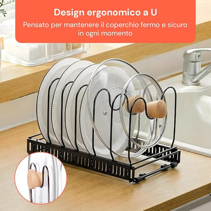 Avilia Extendable Stainless Steel Kitchen Sink Organizer with Stand, Ideal for Lids, Pans and Kitchen Organization Space Saving - Image 4