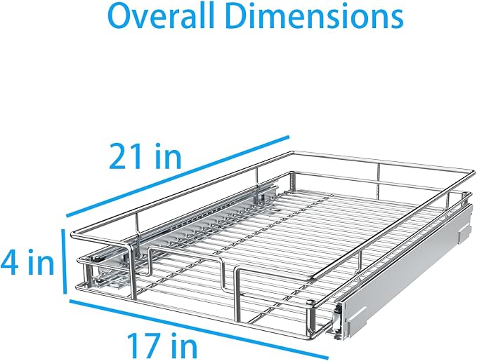Pulloutor Pull Out Cabinet Organizer,Slide Out Kitchen Cabinet Storage Shelf and Drawer Organizer NEED 18" W and 22" D Cabinet, Chrome Finish (17 * 21 in) - Image 2