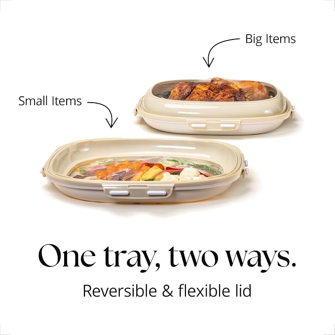 Crudités Portable Stretch-Lid Snack Tray, Square 4-Pack, Cream White - Image 3
