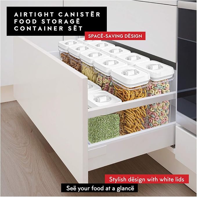 DWËLLZA KITCHEN Airtight Food Storage Containers with White Lids 1.7L - 4 Pc Air Tight Pantry Storage Containers Clear Kitchen Organization and Storage Set BPA-Free - Keeps your Food Fresh & Dry - Image 7